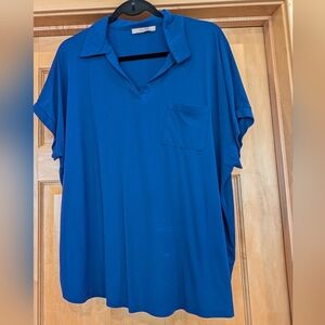 Blue Collared Boxy Shirt with Pocket
